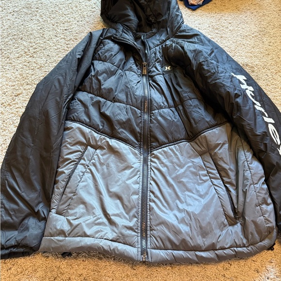 Hurley Two-Tone Hooded Jacket in Black and Gray - Picture 1 of 5